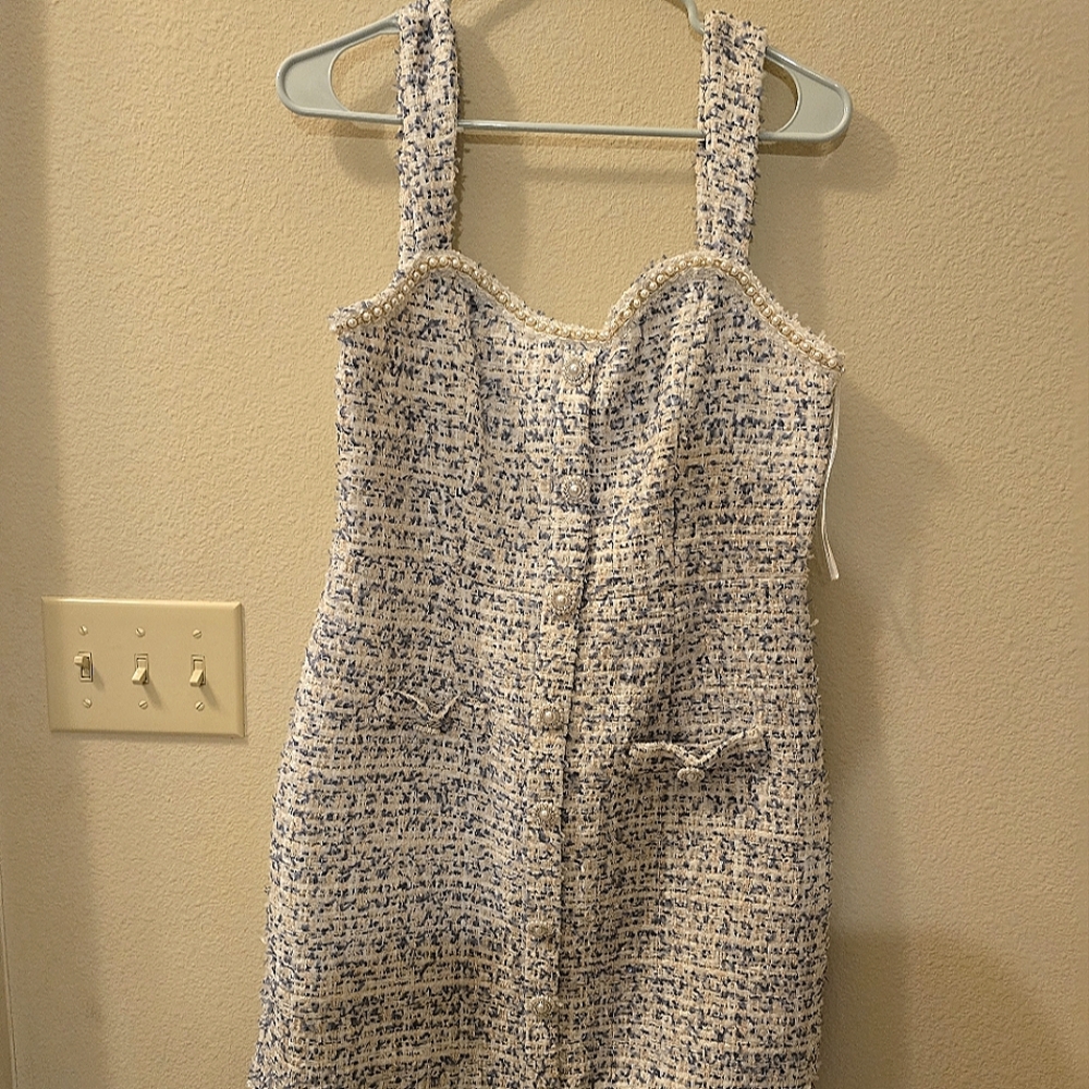 Large Embellished Tweed Mini Dress